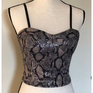 Sequin Snake Print Crop Top-size Small